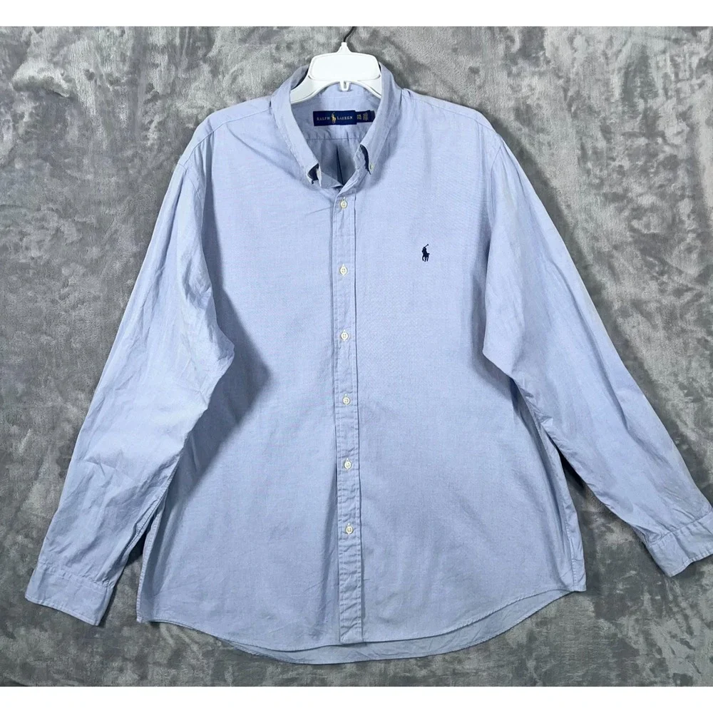 Polo Ralph Lauren Button Down Shirt Mens 2XL Blue Long Sleeve Cotton Preppy
